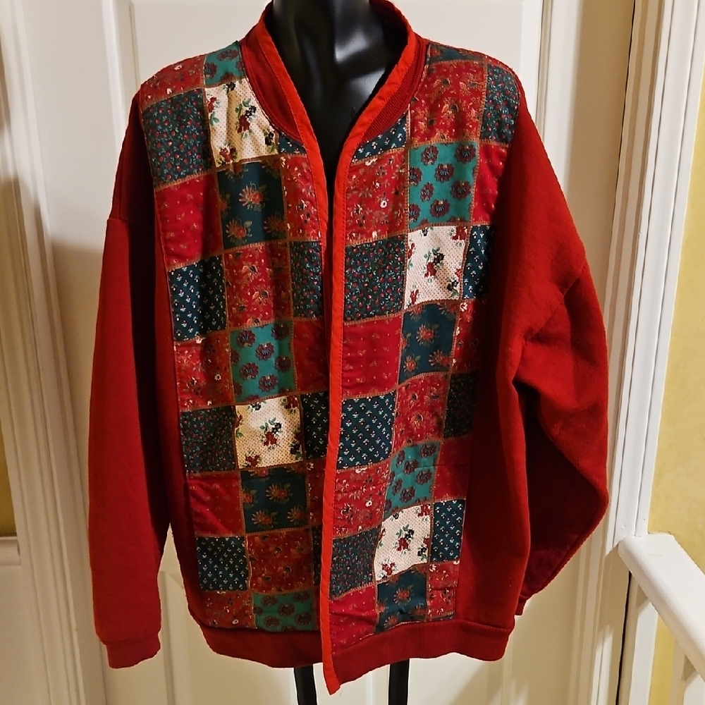 Jerzees Patchwork Quilted Christmas Jacket, Coat.… - image 1